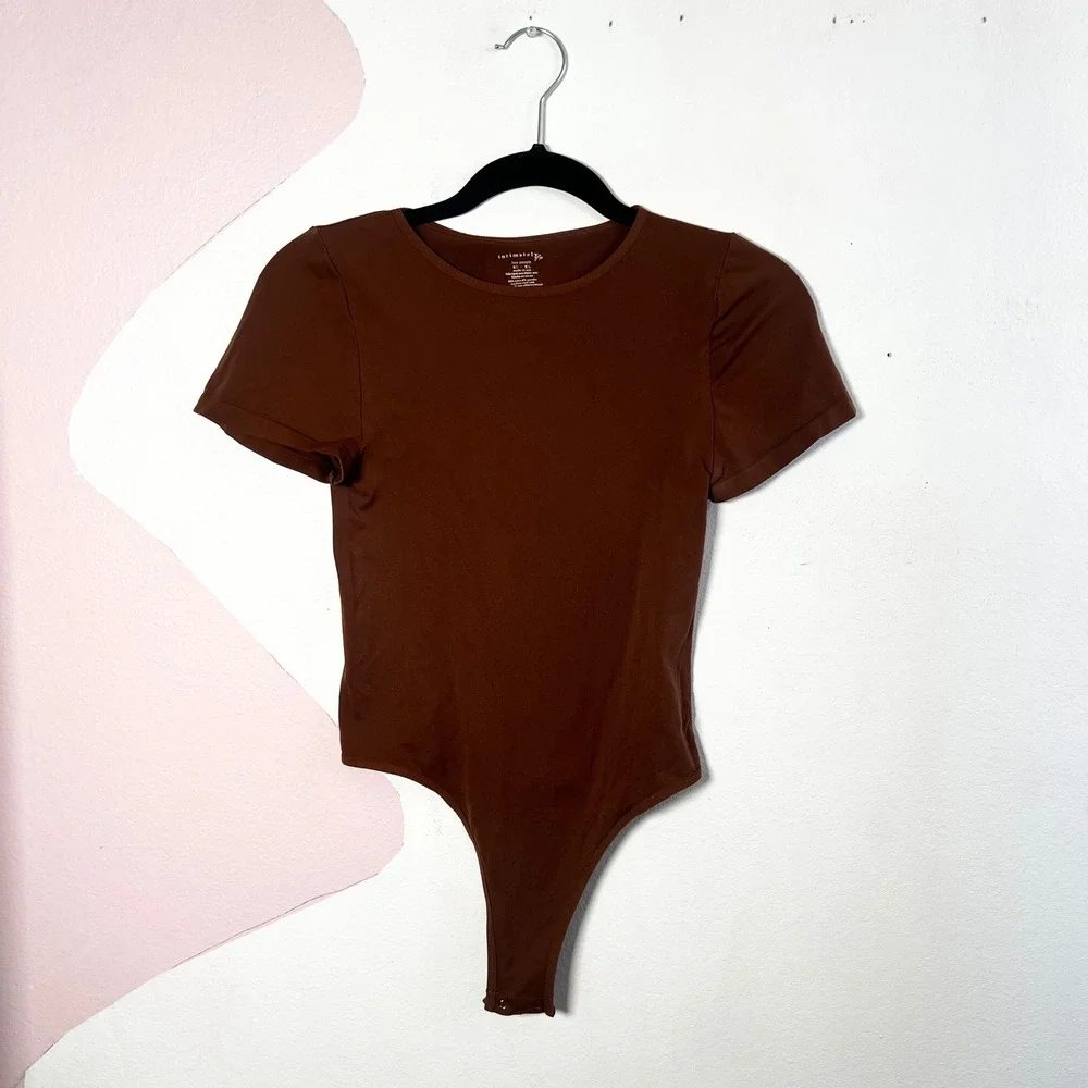 Intimately Free People Seamless Bodysuit Top Brown Short Sleeve‎ M/L